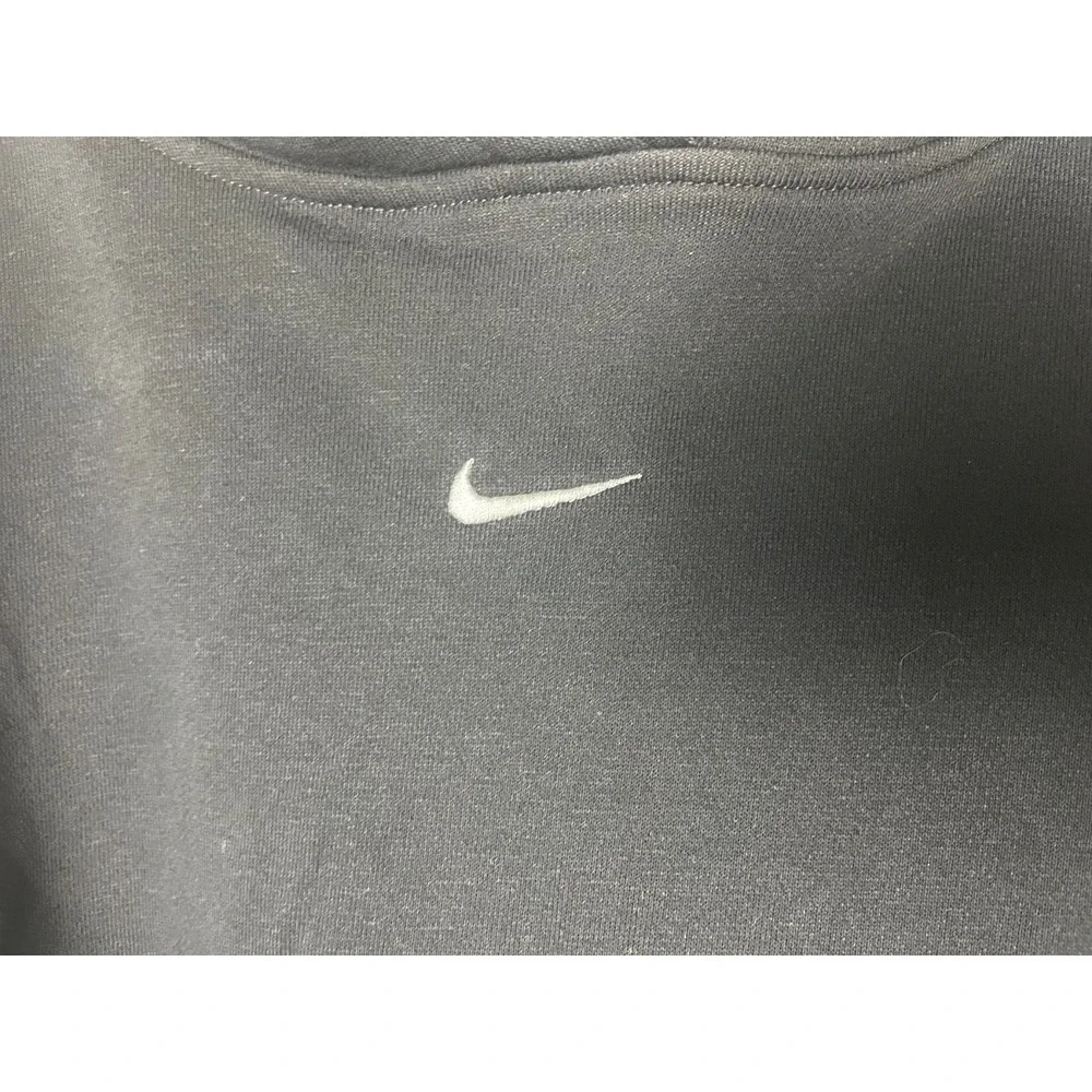 Nike Women's Crop Top Pullover Hoodie Sweater Black Center Swoosh Size Large NWT